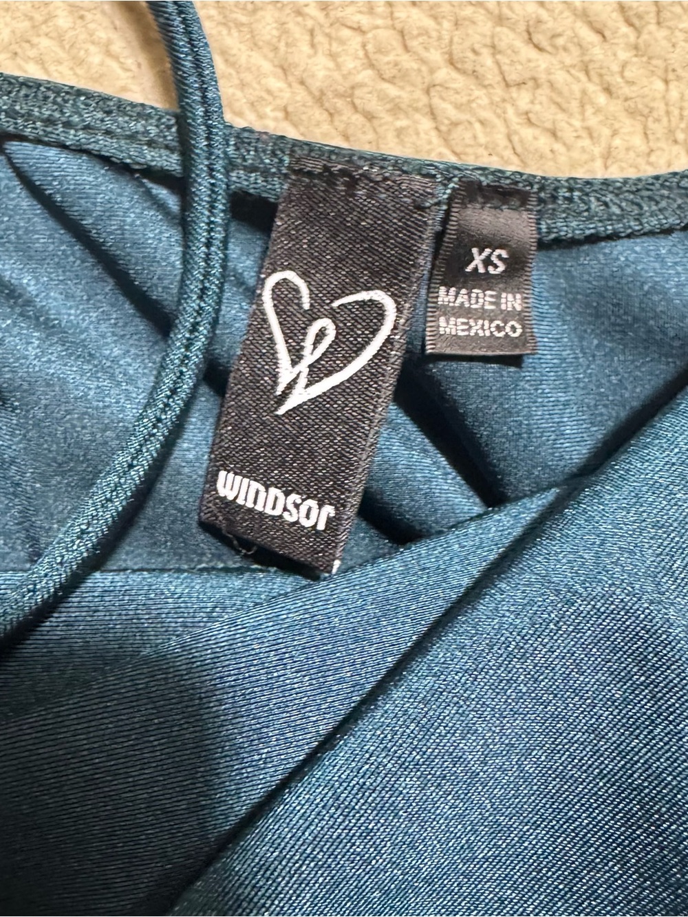 Windsor Dress Womens XS Teal Cocktail Bodycon Sleeveless Cross Straps Mini - Picture 4 of 11